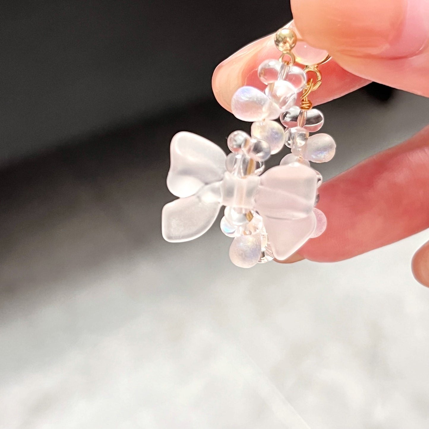 Handcrafted Czech Glass Butterfly Bow Earrings CSOMALL