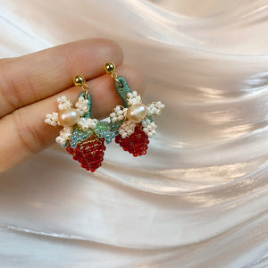 Strawberry Flower Pearl Earrings CSOMALL