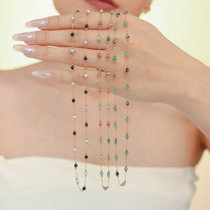 Double layer necklace, side view with layered chains