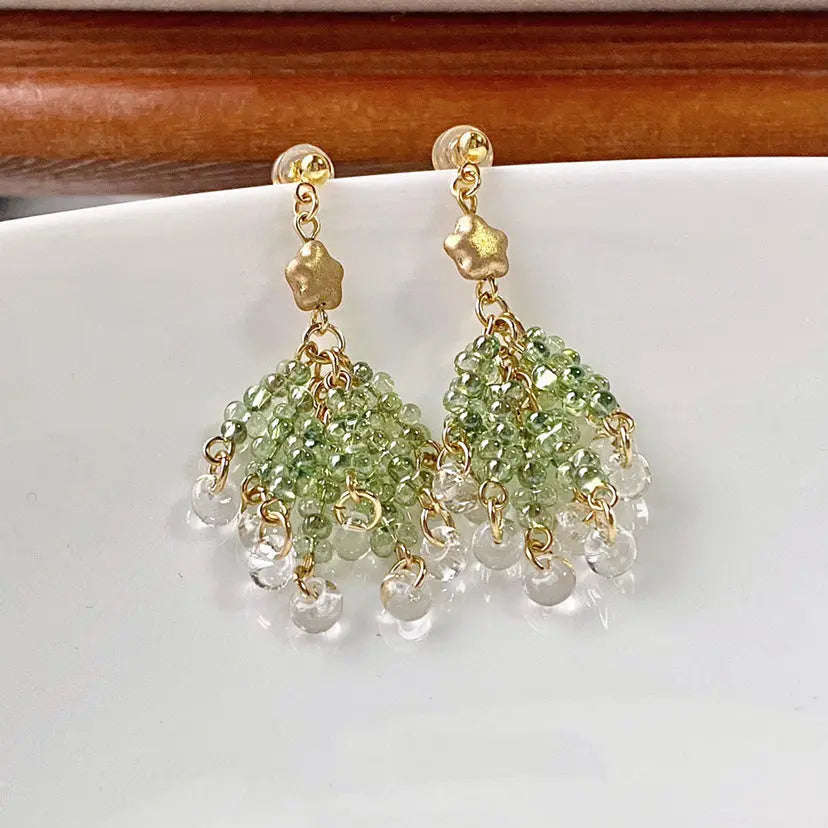 Czech Glass Christmas Tree Earrings CSOMALL