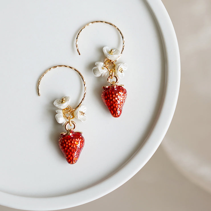 Strawberry Fruit Bead Earrings CSOMALL