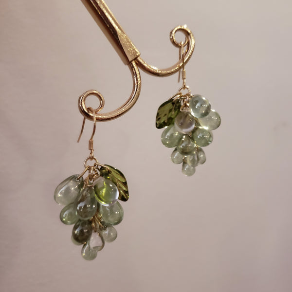 Handmade Grape Earrings, Gold Hoop Earrings with charm, Stud earrings, Handmade Jewelry, Unique Earrings, Unique gift