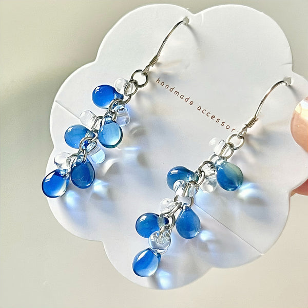 Blue Dream Czech Glass Drop Earrings - Handcrafted Vintage Style Jewelry