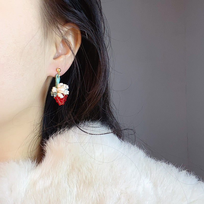 Strawberry Flower Pearl Earrings CSOMALL