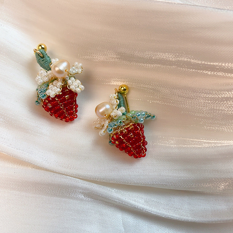 Strawberry Flower Pearl Earrings CSOMALL