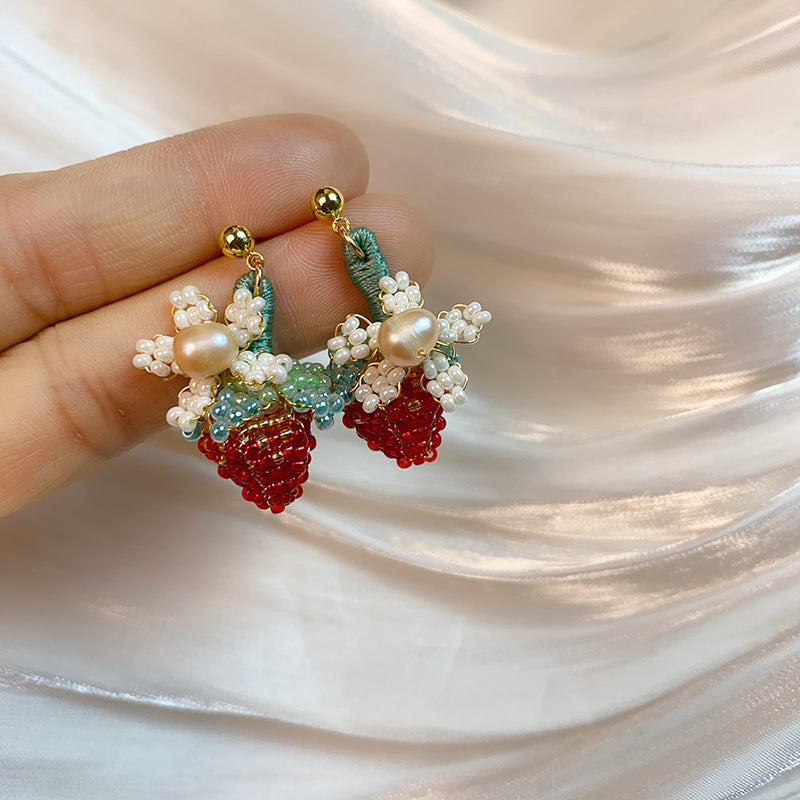 Strawberry Flower Pearl Earrings CSOMALL