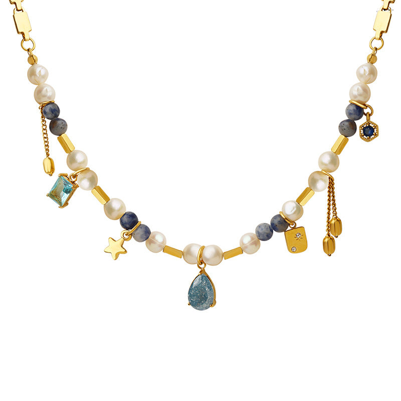 Nature's Elegance: Real Freshwater Pearl & Titanium Steel Pendant Necklace CSOMALL