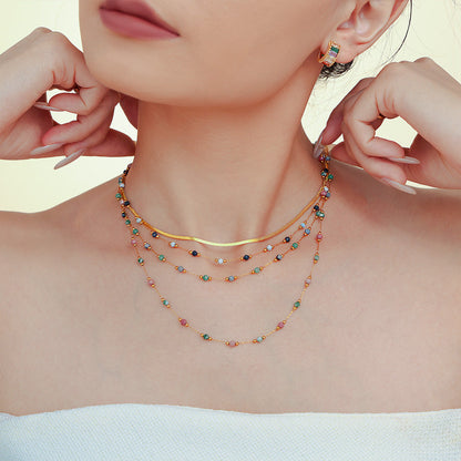 Double Layer Stacked Necklace, Collarbone Necklace CSOMALL