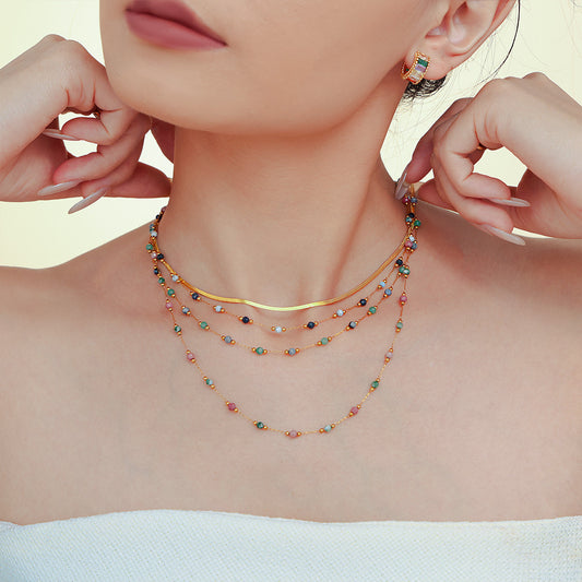 Double Layer Stacked Necklace, Collarbone Necklace