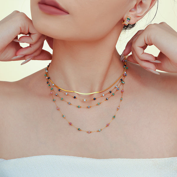 Double Layer Stacked Necklace, Collarbone Necklace