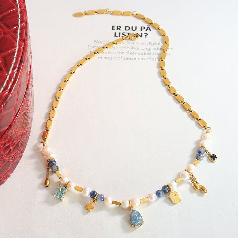 Nature's Elegance: Real Freshwater Pearl & Titanium Steel Pendant Necklace CSOMALL