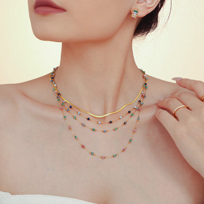 Double Layer Stacked Necklace, Collarbone Necklace CSOMALL