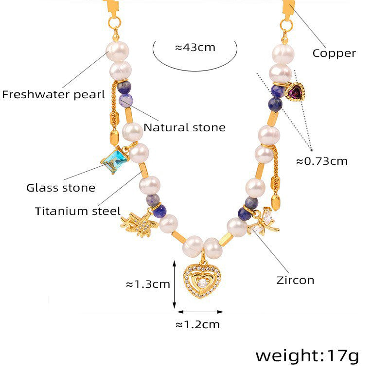 Nature's Elegance: Real Freshwater Pearl & Titanium Steel Pendant Necklace CSOMALL