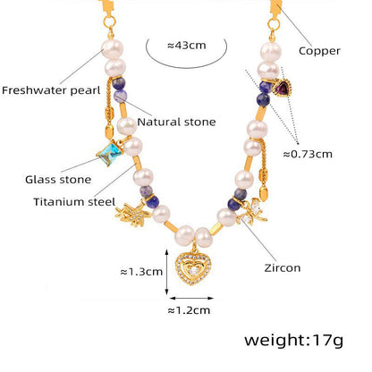 Nature's Elegance: Real Freshwater Pearl & Titanium Steel Pendant Necklace CSOMALL