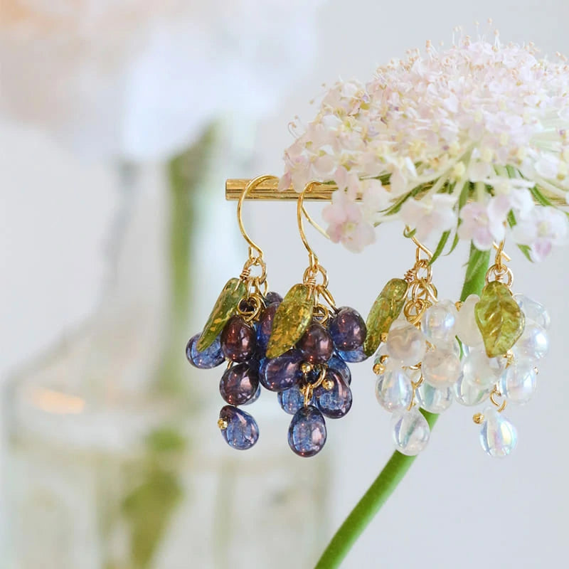 Glass Grape Earrings | Purple Fruit Earrings CSOMALL