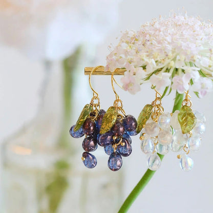 Glass Grape Earrings | Purple Fruit Earrings CSOMALL