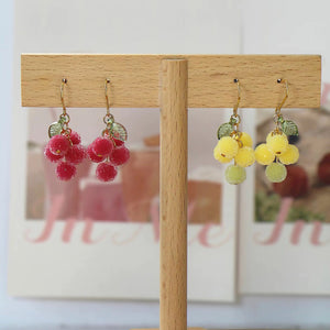 Handmade berry grape earrings, side view – CSOMALL fruit jewelry
