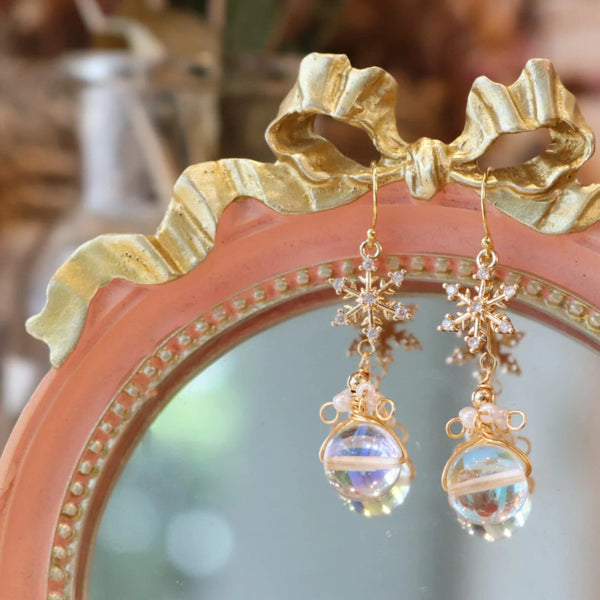 Bohemian Glass Fruit Earrings, Vibrant Handcrafted Jewelry, Snow Flower Earrings