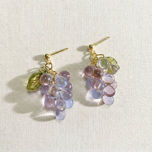 Artisan Handcrafted Czech Glass Grape Cluster Earrings - Radiantly Purple & Bohemian CSOMALL