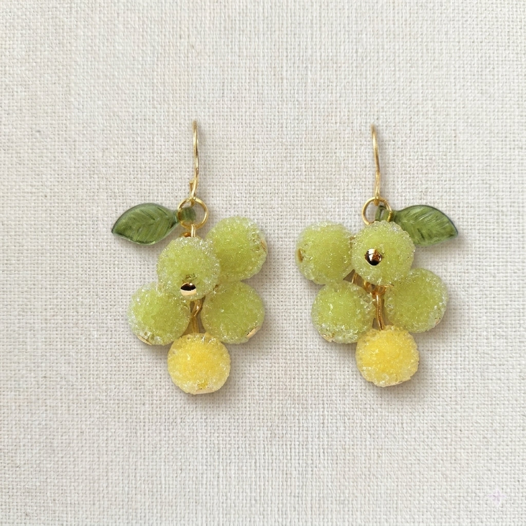 Handmade Berry Fruit Earrings, Grape Frosty Silver CSOMALL