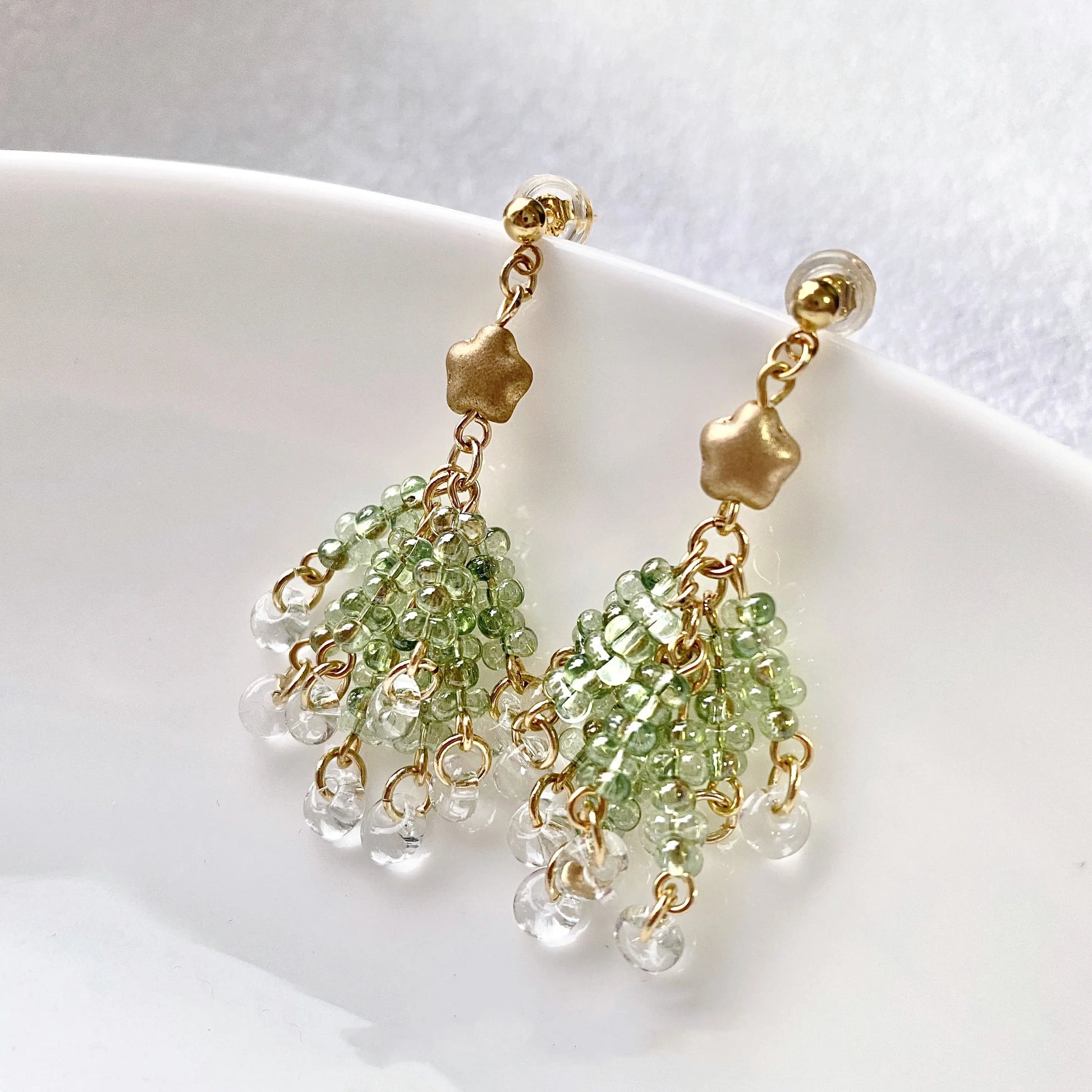 Czech Glass Christmas Tree Earrings CSOMALL