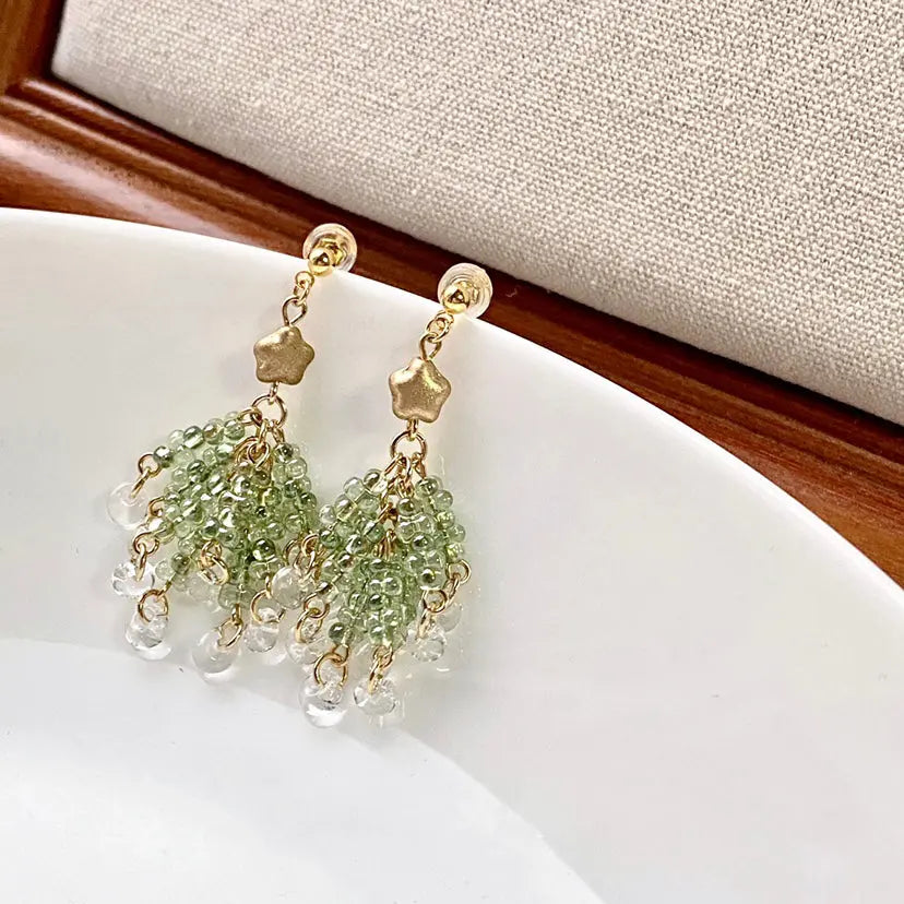 Czech Glass Christmas Tree Earrings CSOMALL