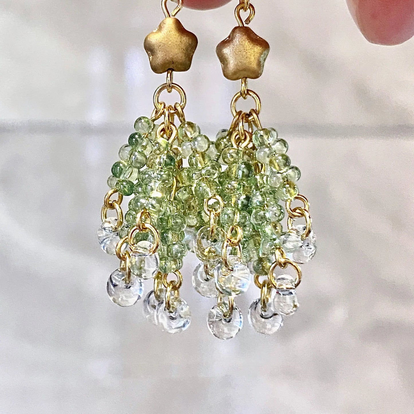 Czech Glass Christmas Tree Earrings CSOMALL