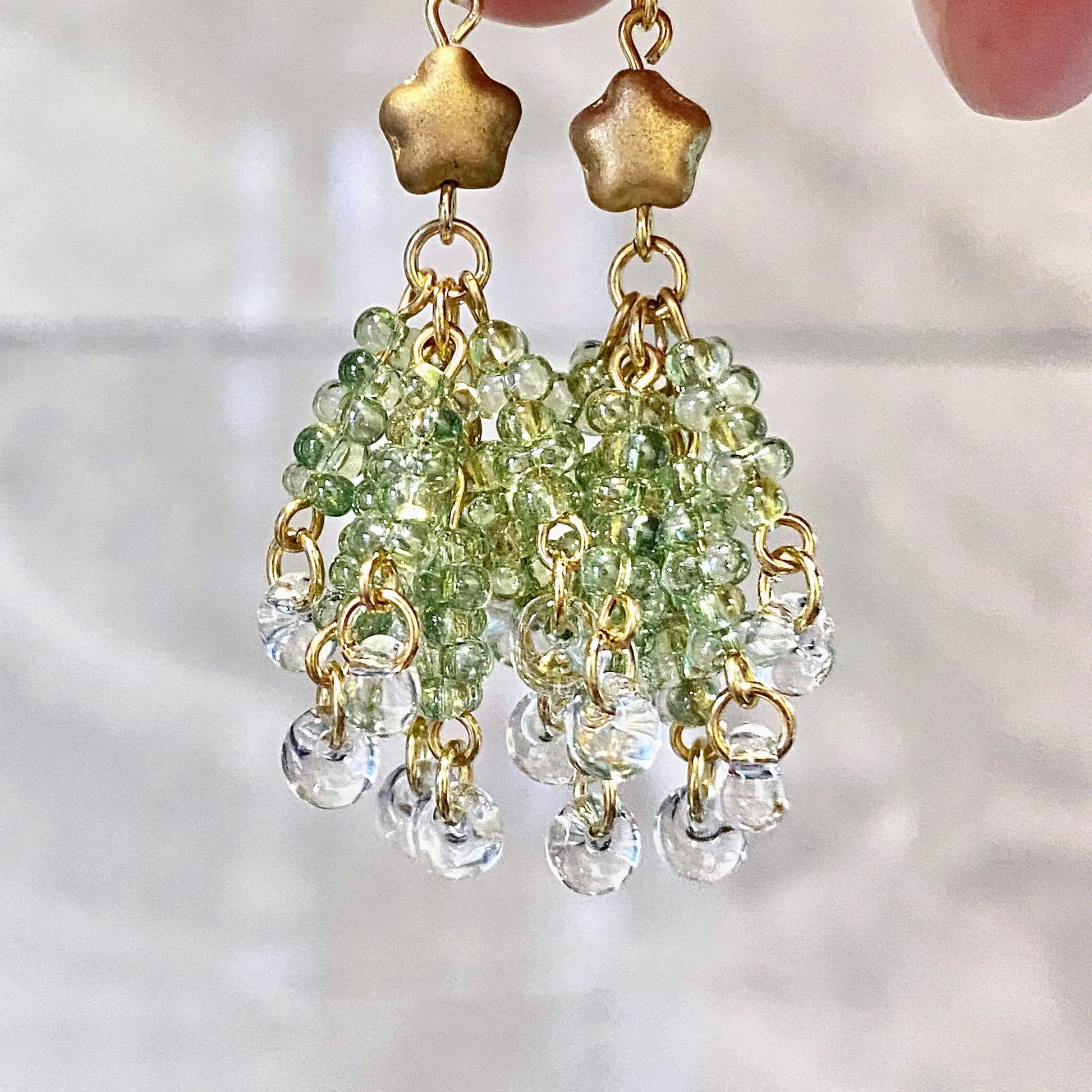 Czech Glass Christmas Tree Earrings CSOMALL