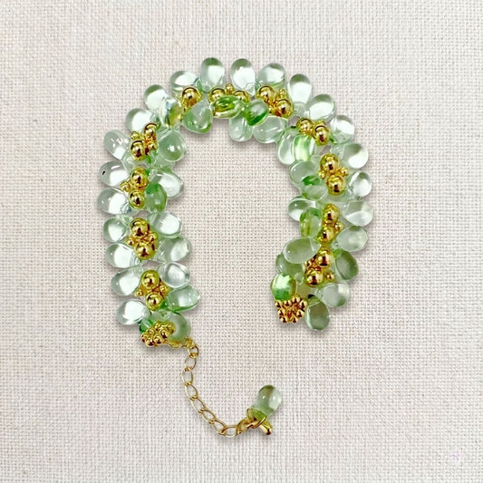 Handmade Green Glass Water Drop Bracelet