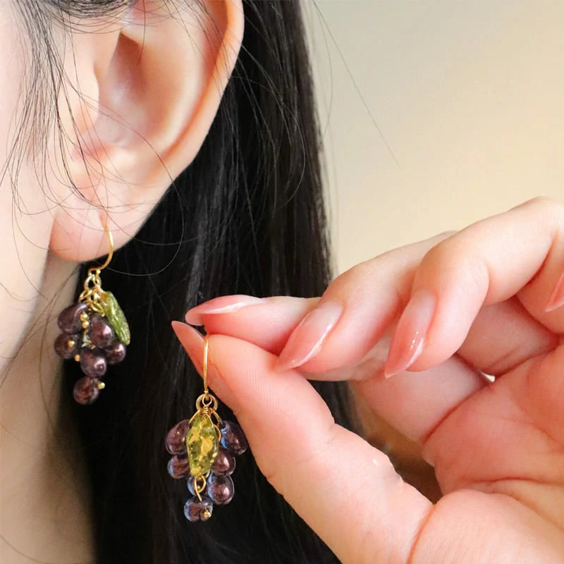 Glass Grape Earrings | Purple Fruit Earrings CSOMALL