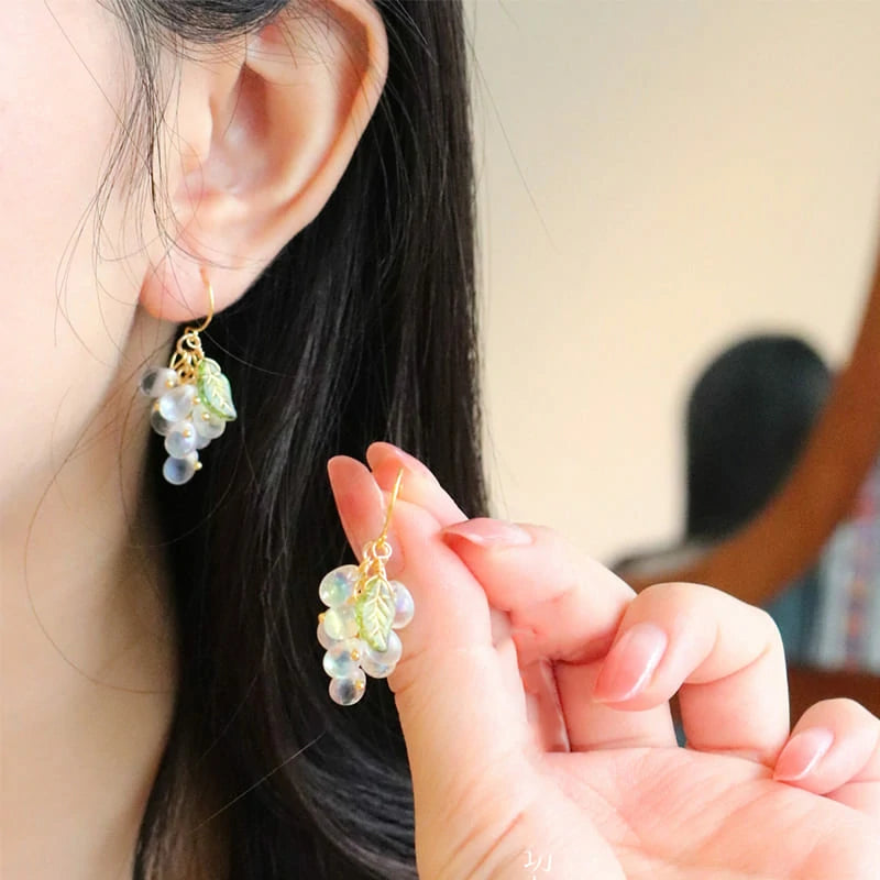 Glass Grape Earrings | Purple Fruit Earrings CSOMALL