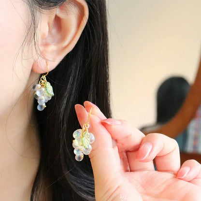 Glass Grape Earrings | Purple Fruit Earrings CSOMALL