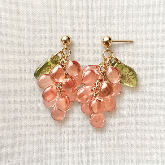 Artisan Czech Glass Dangle Earrings - Unique Bohemian Style Grape Cluster CSOMALL