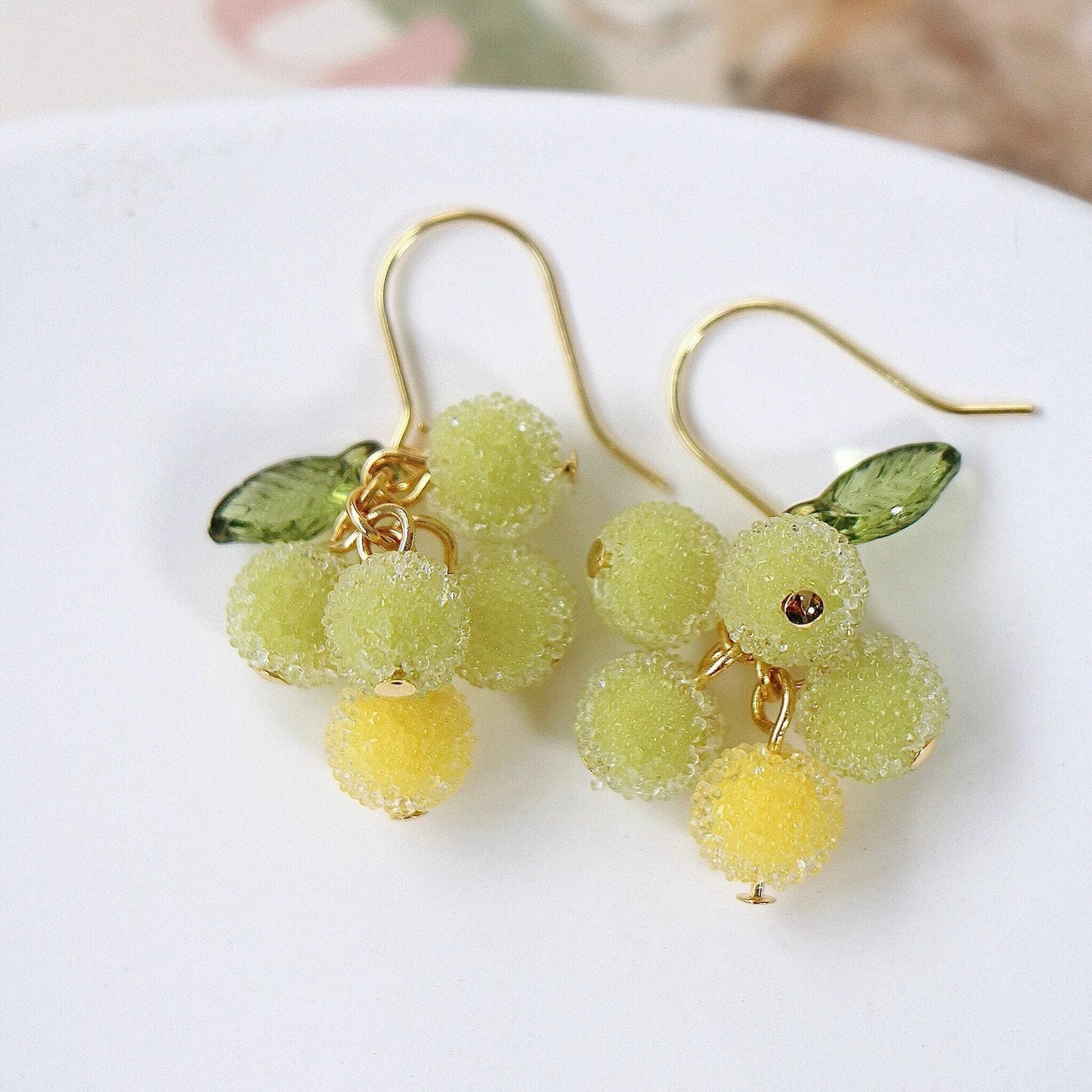 Handmade Berry Fruit Earrings, Grape Frosty Silver CSOMALL