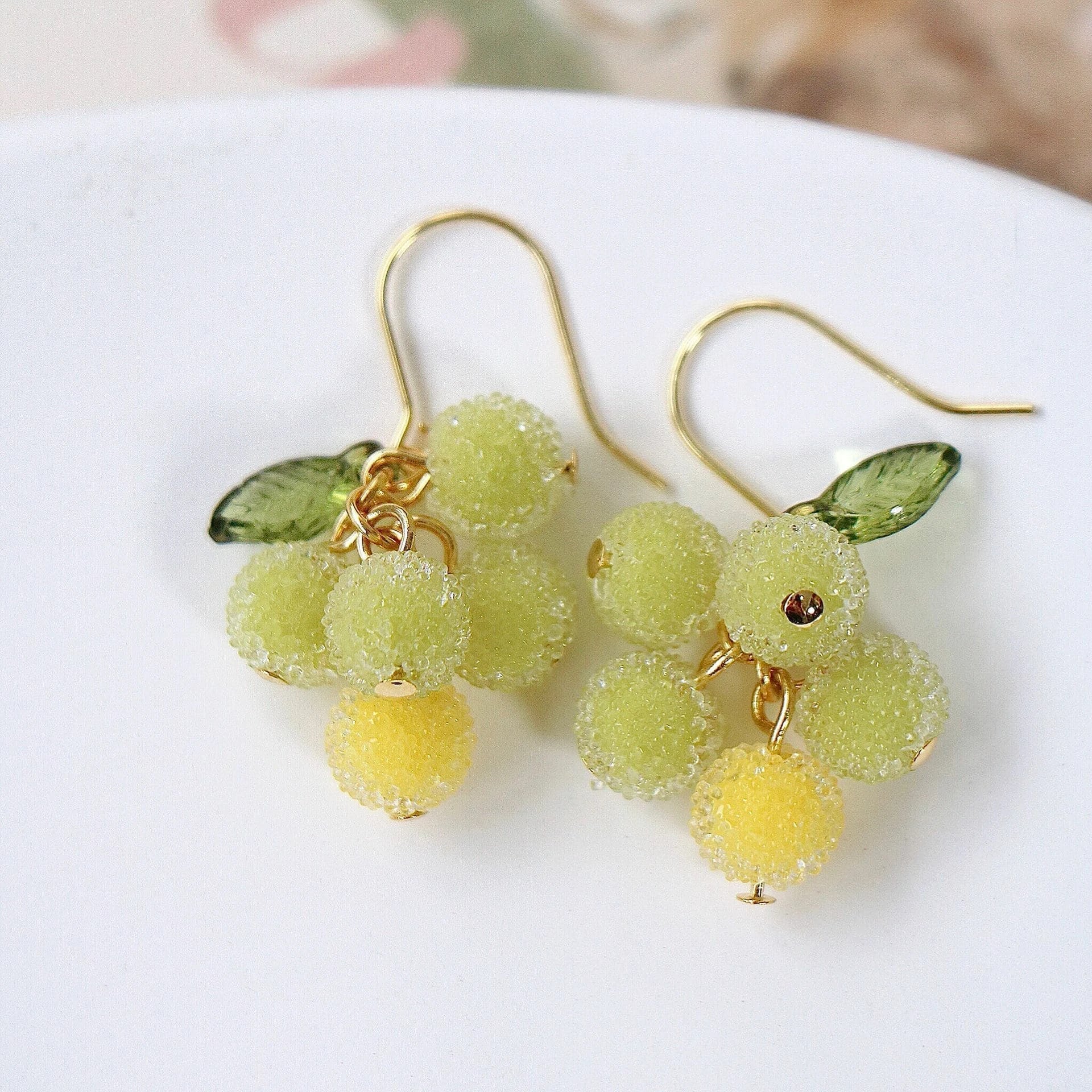 Handmade Berry Fruit Earrings, Grape Frosty Silver CSOMALL