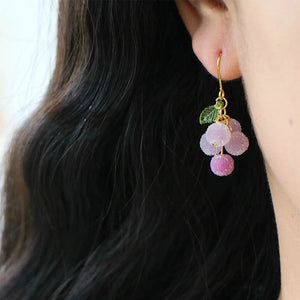 Handmade Berry Fruit Earrings, Grape Frosty Silver CSOMALL