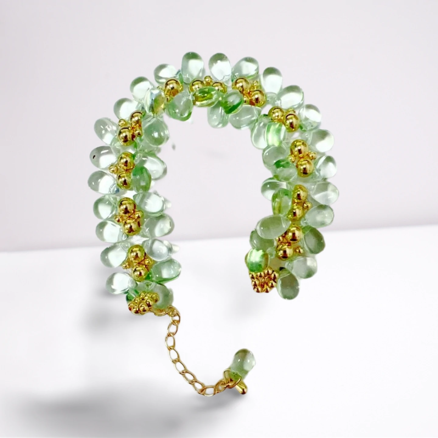Handmade Green Glass Water Drop Bracelet CSOMALL