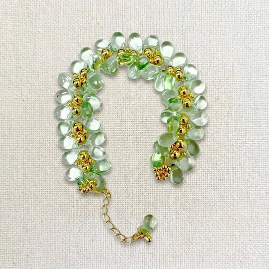 Handmade Green Glass Water Drop Bracelet