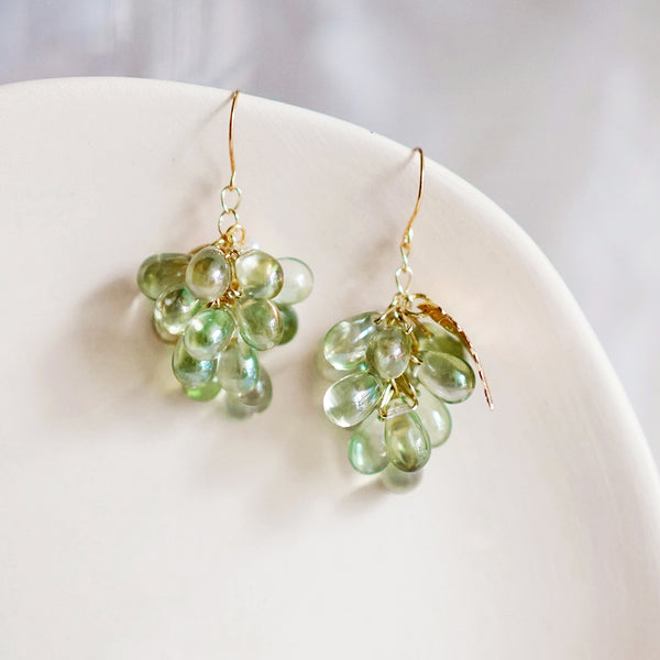 Czech Glass Grape Bead Earrings - Vibrant Bohemian Jewelry