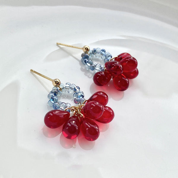 Glass Bead Grape Earrings