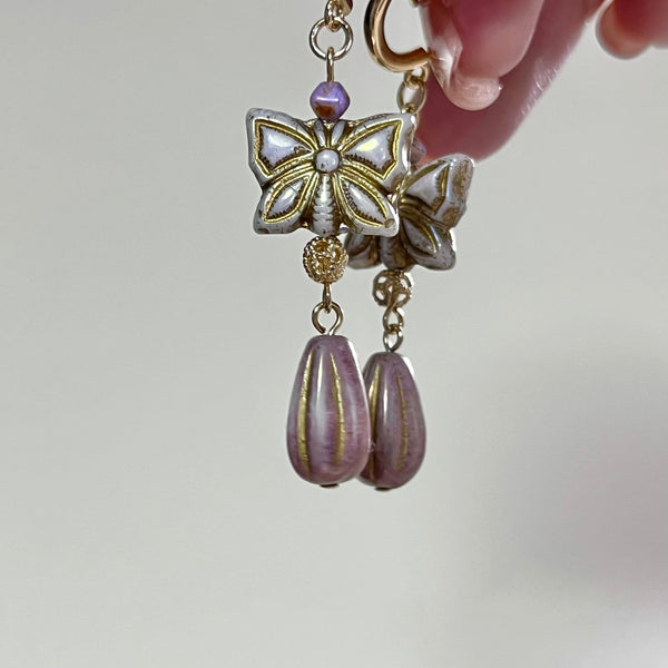 Butterfly Czech Glass Earrings - Delicate Bohemian Jewelry