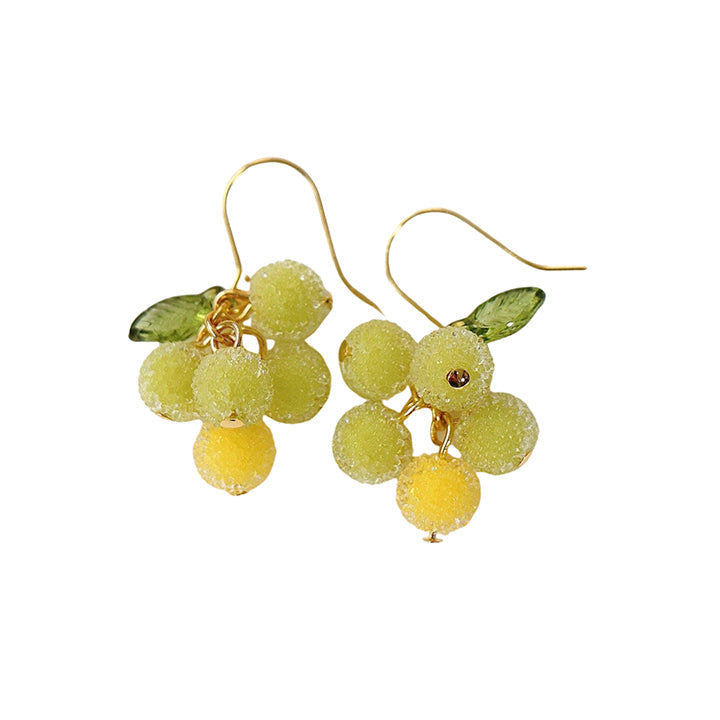 Handmade Berry Fruit Earrings, Grape Frosty Silver CSOMALL