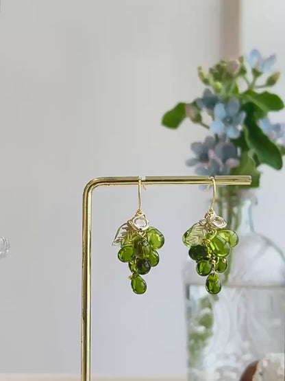 Czech Glass Grape Earrings - Handmade Wine Lover Jewelry Gift