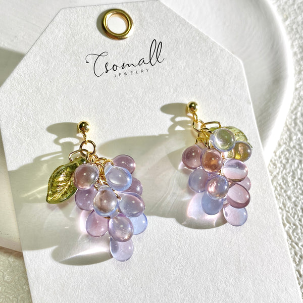 Czech Glass Grape Earrings - Vibrant Bohemian Jewelry